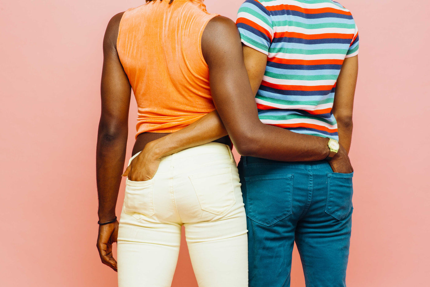 couple hands in there back  pocket