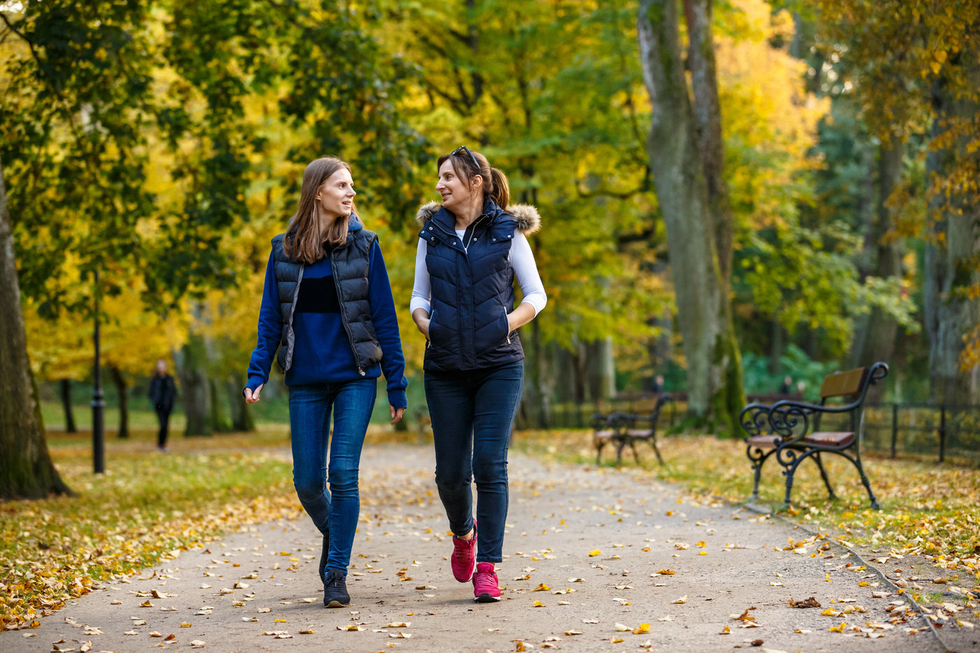 Women walking in park