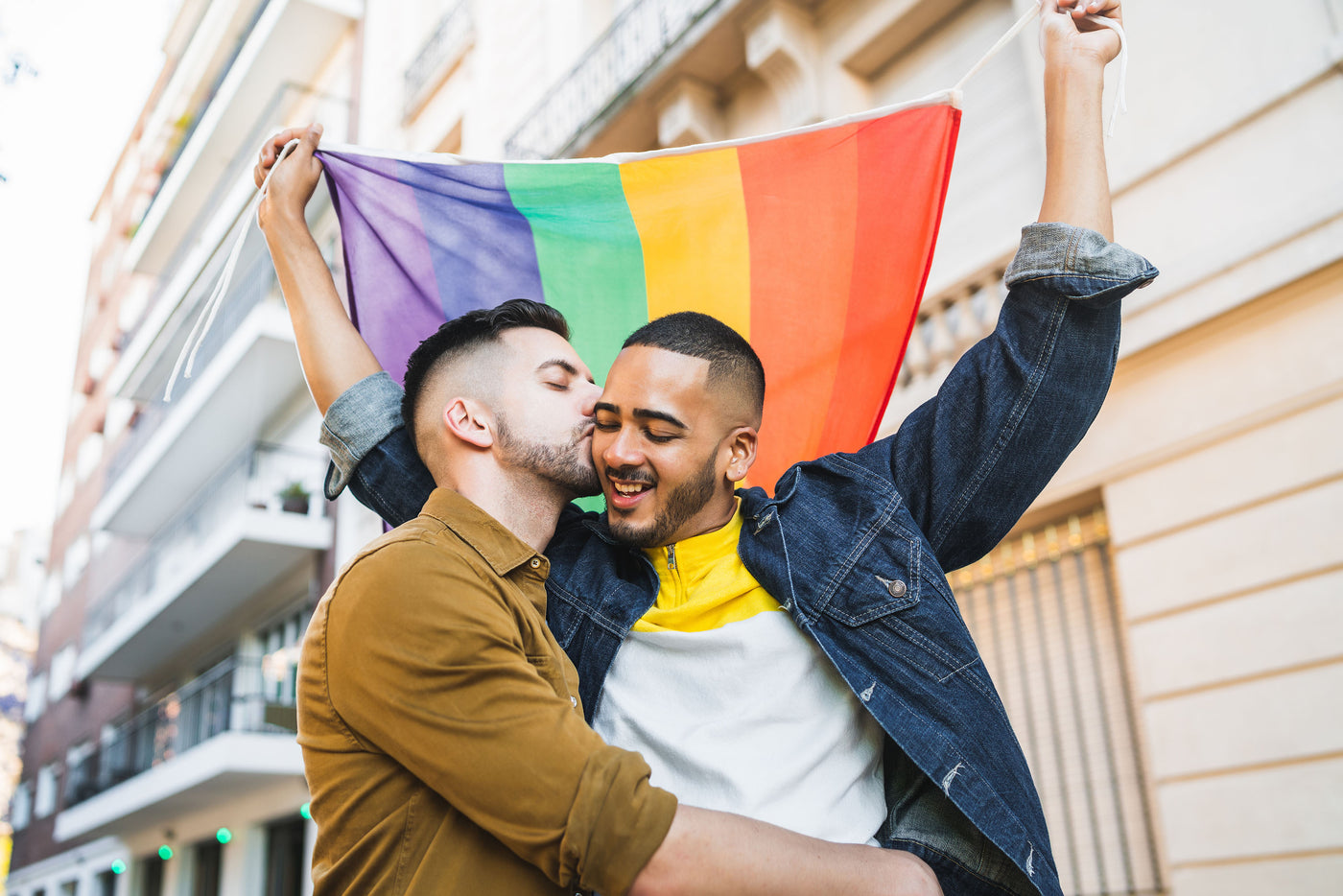 Couple with pride flag