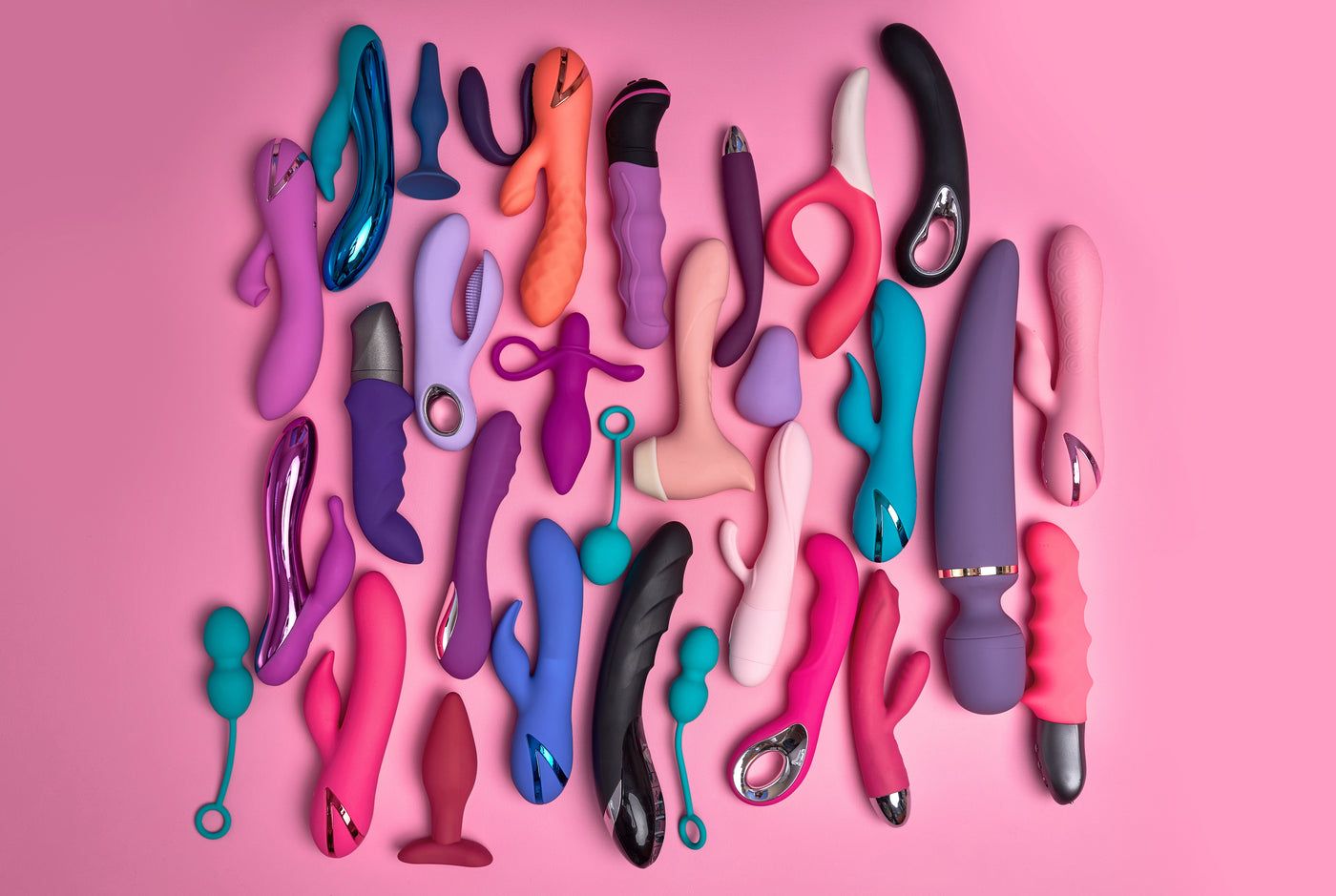 bunch of dildos and vibrators 