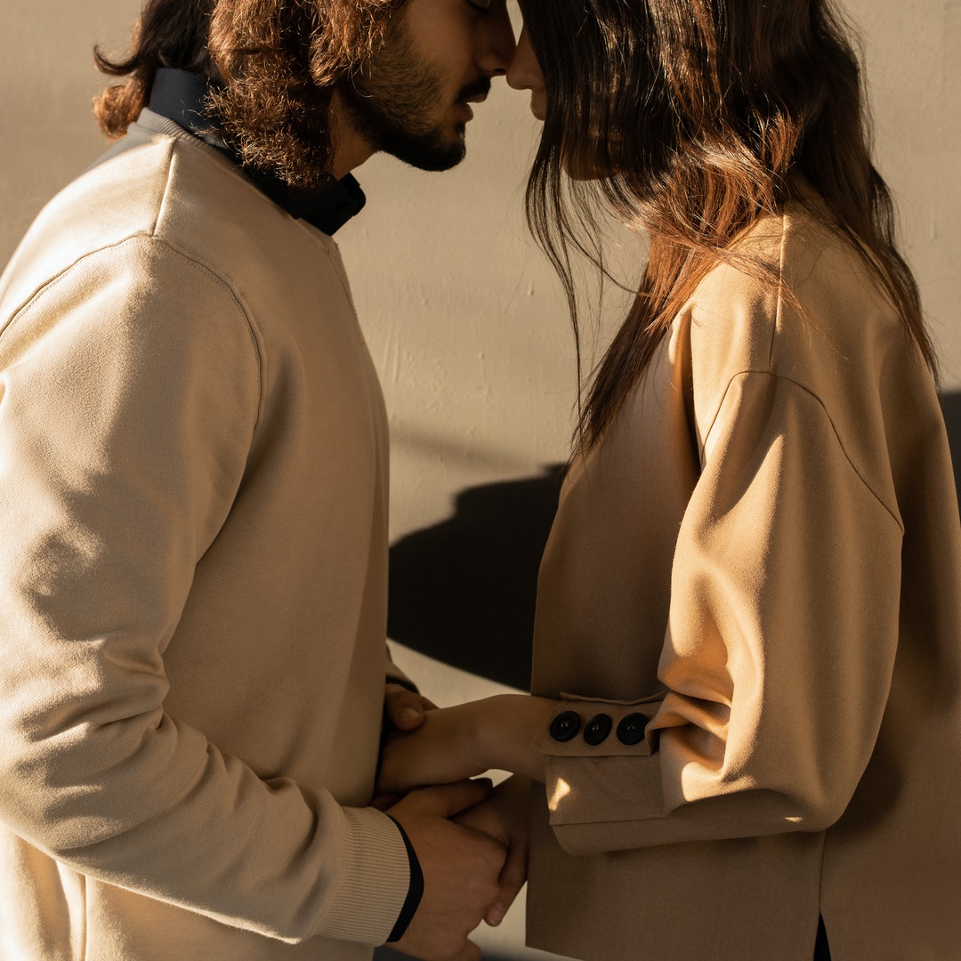 couple about to kiss